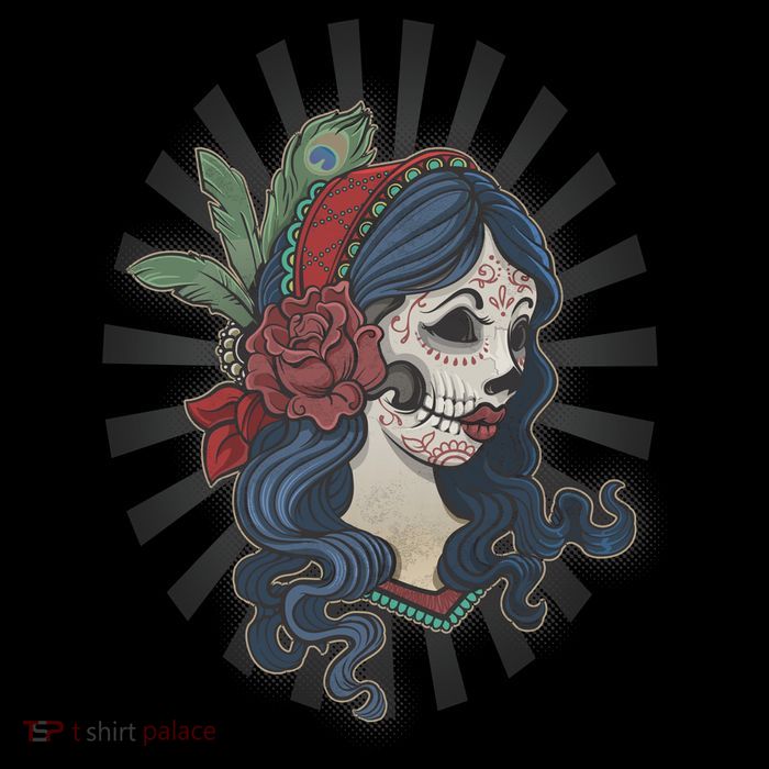 Day Of The Dead Girl With Flower Graphic Flexfit Unipanel Trucker Cap