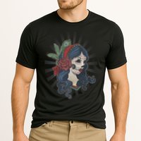 Day Of The Dead Girl With Flower Graphic Cooling Performance Crew T-Shirt