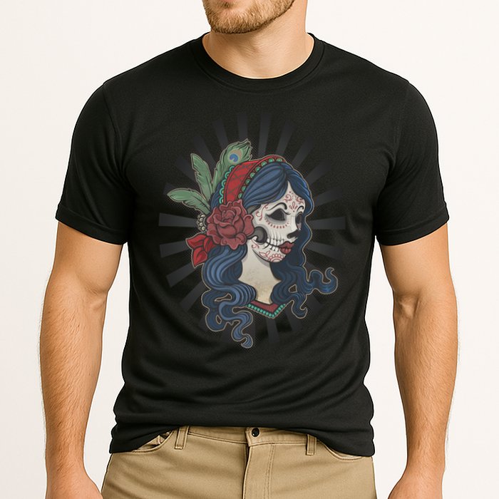 Day Of The Dead Girl With Flower Graphic Cooling Performance Crew T-Shirt