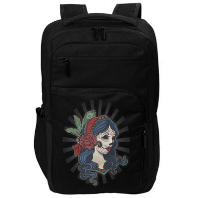 Day Of The Dead Girl With Flower Graphic Impact Tech Backpack