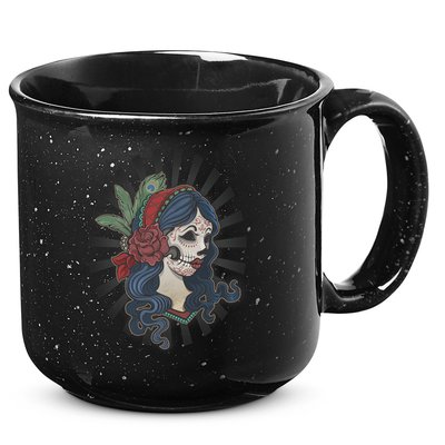 Day Of The Dead Girl With Flower Graphic 15oz Campfire Ceramic Mug