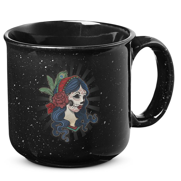 Day Of The Dead Girl With Flower Graphic 15oz Campfire Ceramic Mug