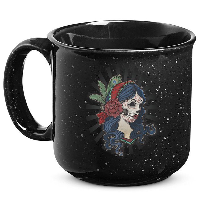 Day Of The Dead Girl With Flower Graphic 15oz Campfire Ceramic Mug