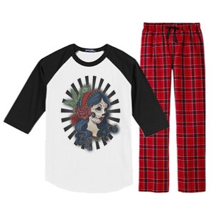 Day Of The Dead Girl With Flower Graphic Raglan Sleeve Pajama Set