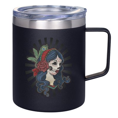 Day Of The Dead Girl With Flower Graphic 12oz Stainless Steel Coffee Mug