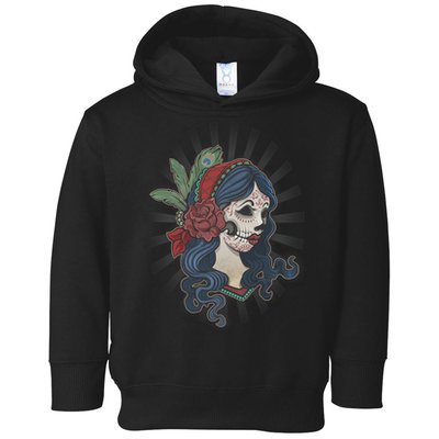 Day Of The Dead Girl With Flower Graphic Toddler Hoodie