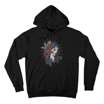 Day Of The Dead Girl With Flower Graphic Tall Hoodie