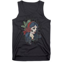 Day Of The Dead Girl With Flower Graphic Tank Top