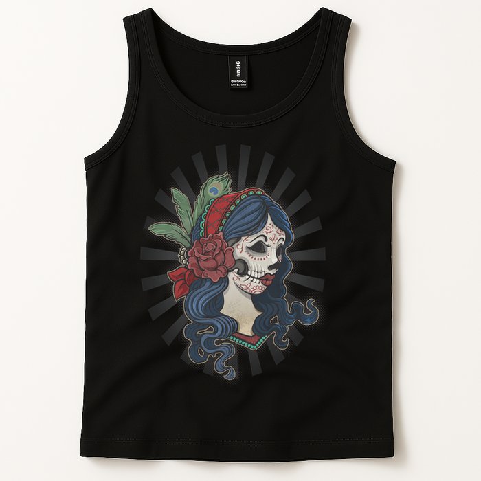 Day Of The Dead Girl With Flower Graphic Tank Top