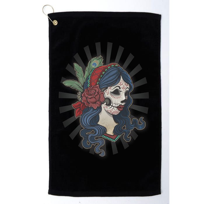 Day Of The Dead Girl With Flower Graphic Golf Towel
