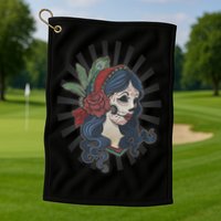 Day Of The Dead Girl With Flower Graphic Golf Towel