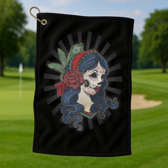 Day Of The Dead Girl With Flower Graphic Golf Towel