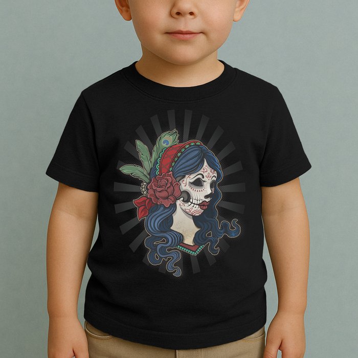 Day Of The Dead Girl With Flower Graphic Toddler T-Shirt