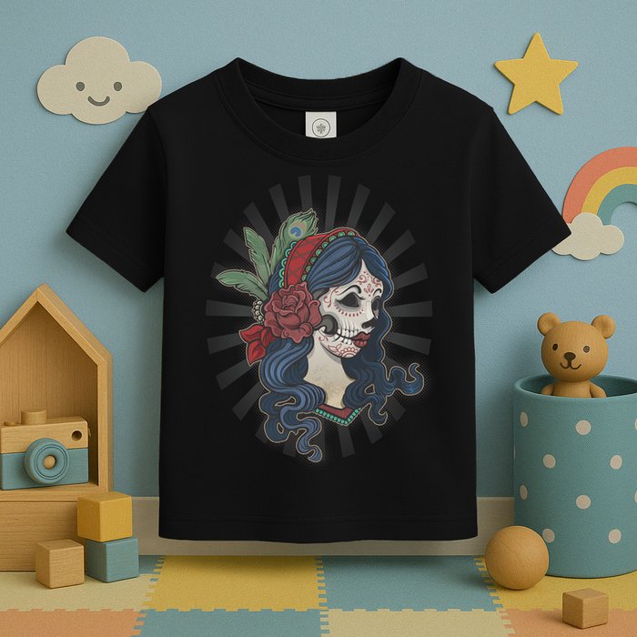 Day Of The Dead Girl With Flower Graphic Toddler T-Shirt