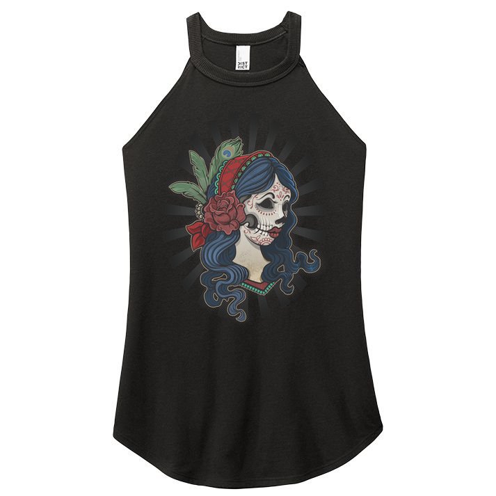 Day Of The Dead Girl With Flower Graphic Women's Perfect Tri Rocker Tank