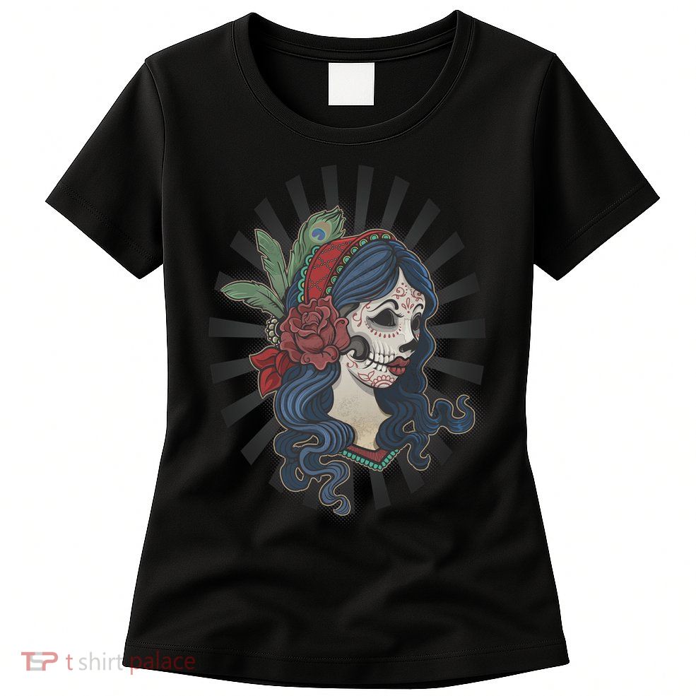 Day Of The Dead Girl With Flower Graphic Womens T-Shirt