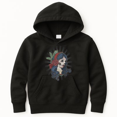 Day Of The Dead Girl With Flower Graphic Kids Hoodie