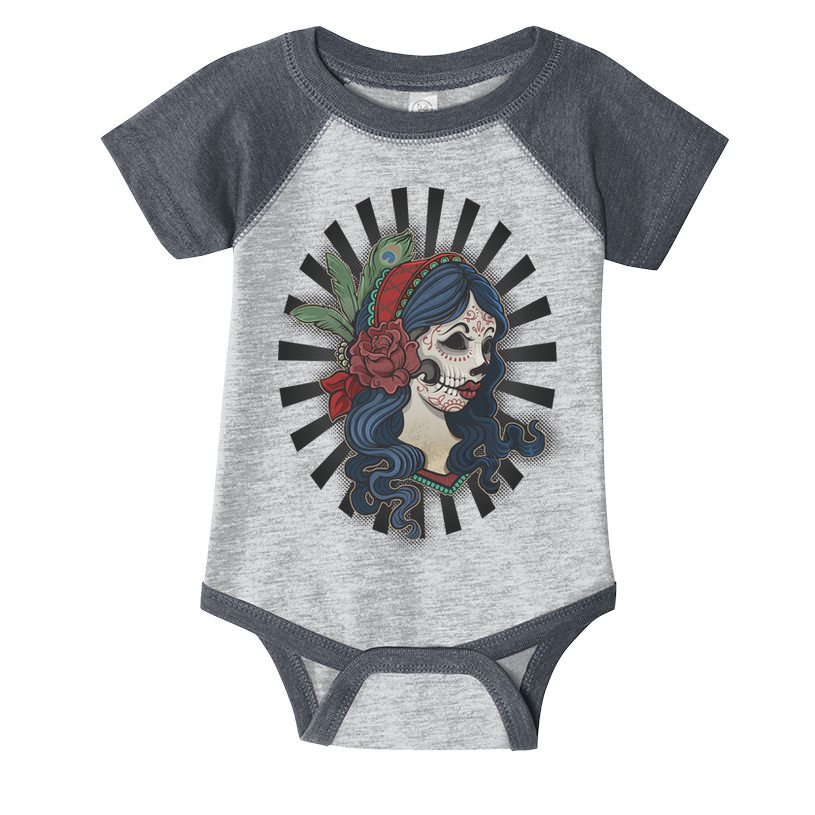 Day Of The Dead Girl With Flower Graphic Infant Baby Jersey Bodysuit