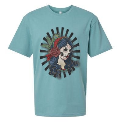 Day Of The Dead Girl With Flower Graphic Sueded Cloud Jersey T-Shirt