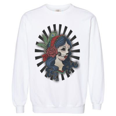 Day Of The Dead Girl With Flower Graphic Garment-Dyed Sweatshirt