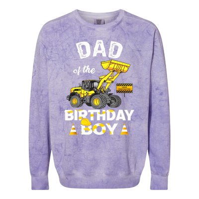 Dad Of The Birthday Boy Construction Family Matching Colorblast Crewneck Sweatshirt