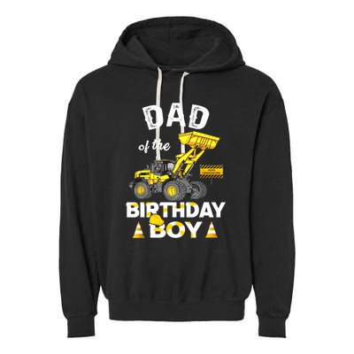 Dad Of The Birthday Boy Construction Family Matching Garment-Dyed Fleece Hoodie