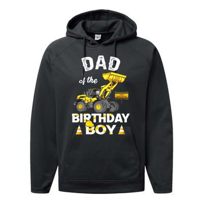 Dad Of The Birthday Boy Construction Family Matching Performance Fleece Hoodie