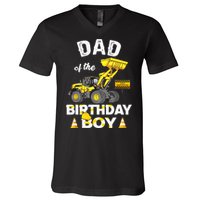 Dad Of The Birthday Boy Construction Family Matching V-Neck T-Shirt