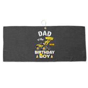 Dad Of The Birthday Boy Construction Family Matching Large Microfiber Waffle Golf Towel