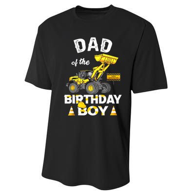 Dad Of The Birthday Boy Construction Family Matching Performance Sprint T-Shirt