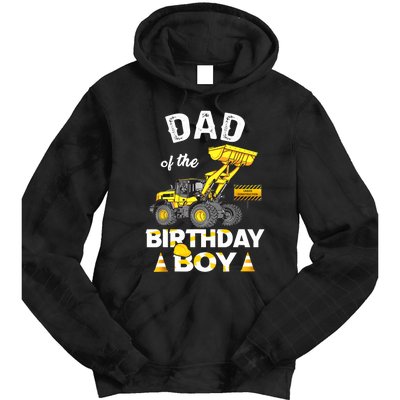 Dad Of The Birthday Boy Construction Family Matching Tie Dye Hoodie