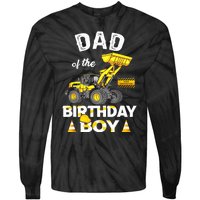 Dad Of The Birthday Boy Construction Family Matching Tie-Dye Long Sleeve Shirt