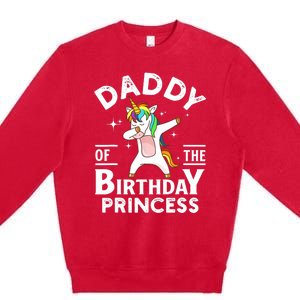 Daddy Of The Birthday Princess Unicorn Girl Premium Crewneck Sweatshirt