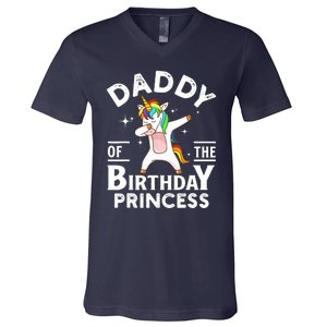 Daddy Of The Birthday Princess Unicorn Girl V-Neck T-Shirt