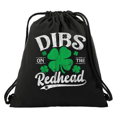 Dibs On The Redhead St Patricks Day Drinking Shamrocks Drawstring Bag
