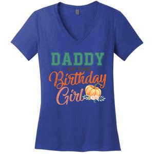 Daddy Of The Birthday Halloween Pumpkin Gift For Dad Gift Women's V-Neck T-Shirt