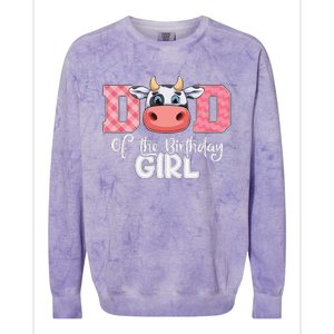 Dad of The Birthday Cow Family Cow Farm Matching Colorblast Crewneck Sweatshirt