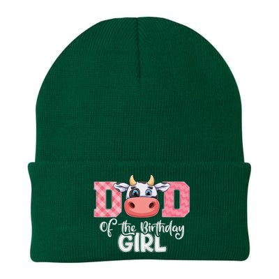 Dad of The Birthday Cow Family Cow Farm Matching Knit Cap Winter Beanie