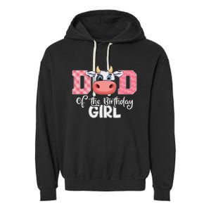 Dad of The Birthday Cow Family Cow Farm Matching Garment-Dyed Fleece Hoodie