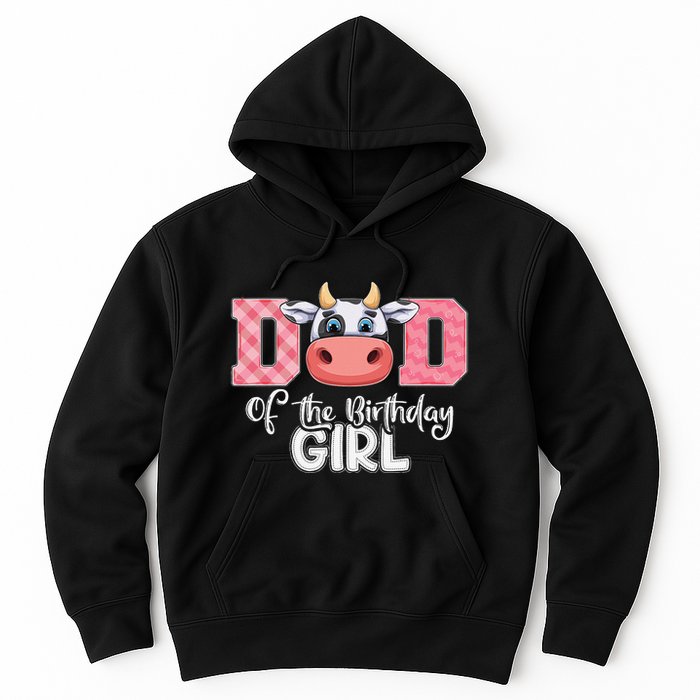 Dad of The Birthday Cow Family Cow Farm Matching Hoodie