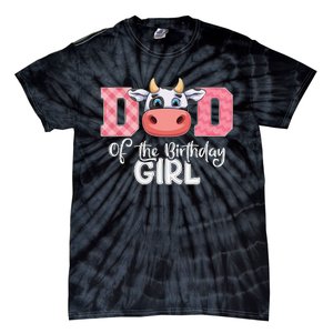 Dad of The Birthday Cow Family Cow Farm Matching Tie-Dye T-Shirt