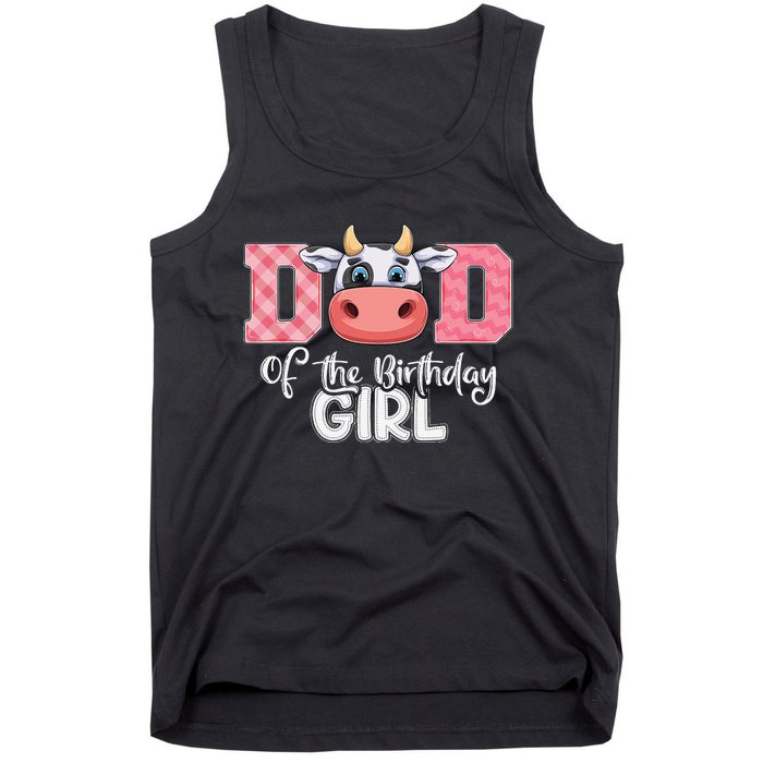 Dad of The Birthday Cow Family Cow Farm Matching Tank Top