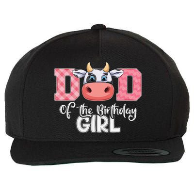 Dad of The Birthday Cow Family Cow Farm Matching Wool Snapback Cap