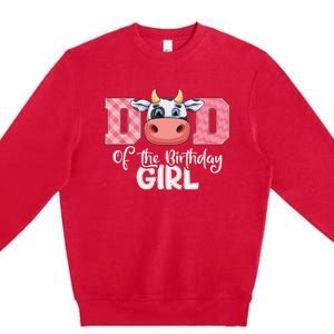 Dad of The Birthday Cow Family Cow Farm Matching Premium Crewneck Sweatshirt