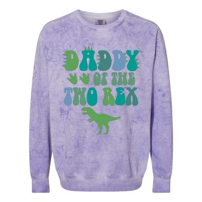 Daddy Of The Two Rex Birthday Boy Trex Dinosaur Dad Papa Colorblast Crewneck Sweatshirt