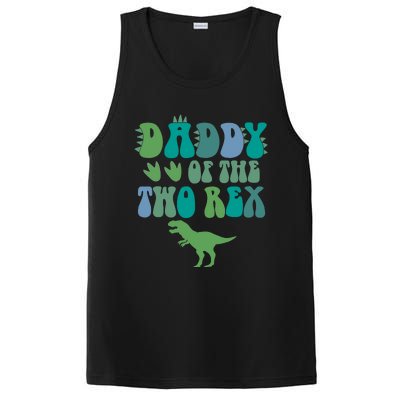 Daddy Of The Two Rex Birthday Boy Trex Dinosaur Dad Papa PosiCharge Competitor Tank