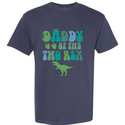 Daddy Of The Two Rex Birthday Boy Trex Dinosaur Dad Papa Garment-Dyed Heavyweight T-Shirt