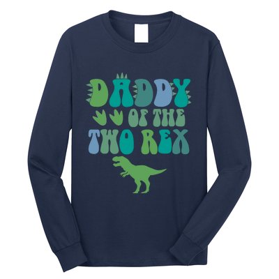 Daddy Of The Two Rex Birthday Boy Trex Dinosaur Dad Papa Long Sleeve Shirt