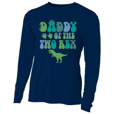 Daddy Of The Two Rex Birthday Boy Trex Dinosaur Dad Papa Cooling Performance Long Sleeve Crew