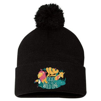 Dad Of The Wild One Birthday Pom Pom 12in Knit Beanie